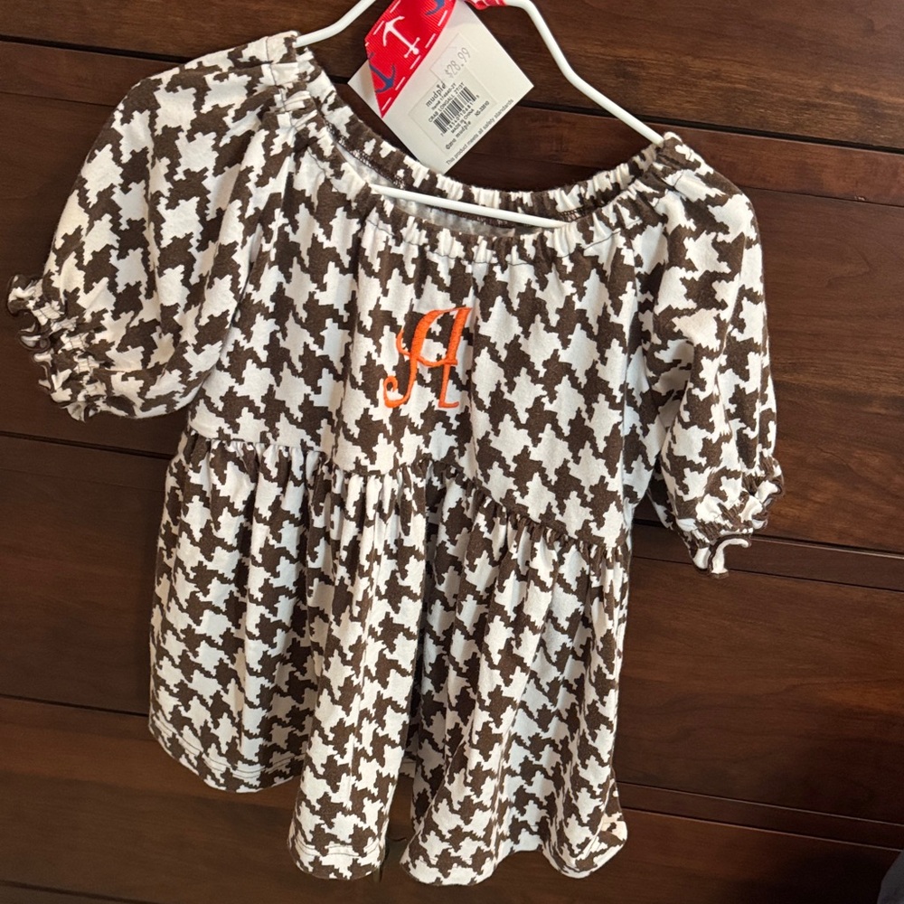 Brown and White Houndstooth Kids Top